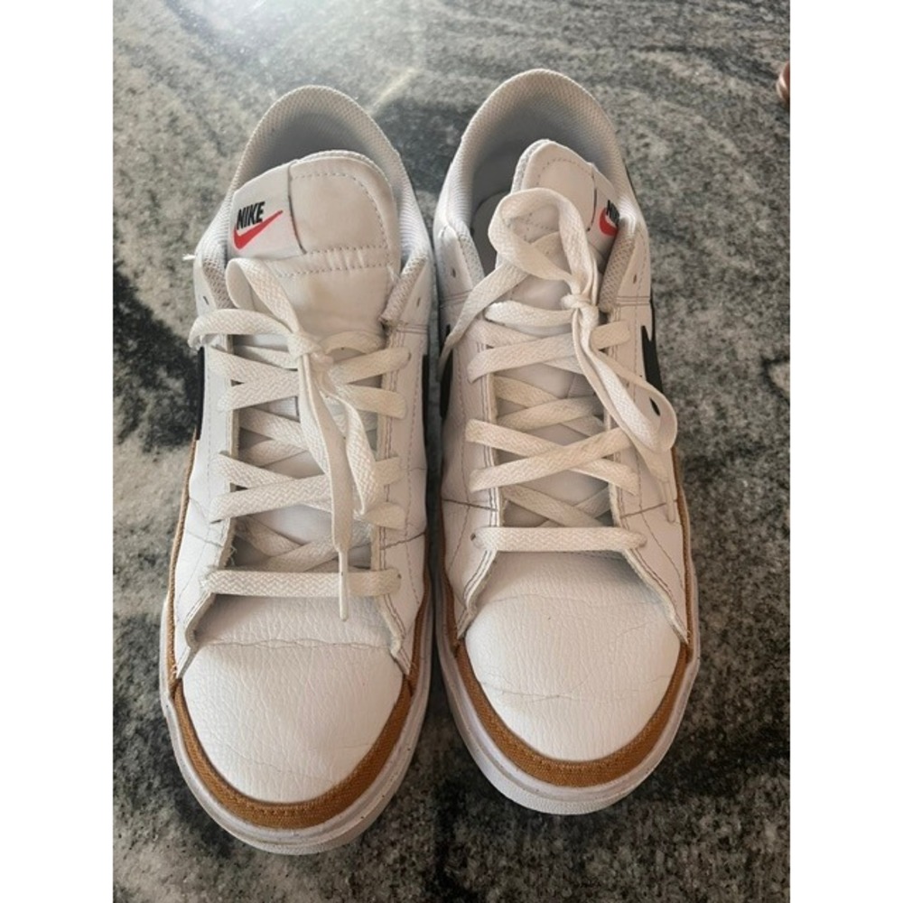 Nike Court Legacy Sneakers Men White Black Tan Leather Low Top Shoes